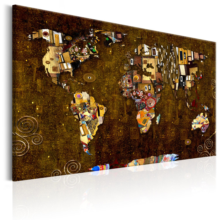 Canvas Art Print Map: Gustav Klimt inspiration  92601 additionalImage 2