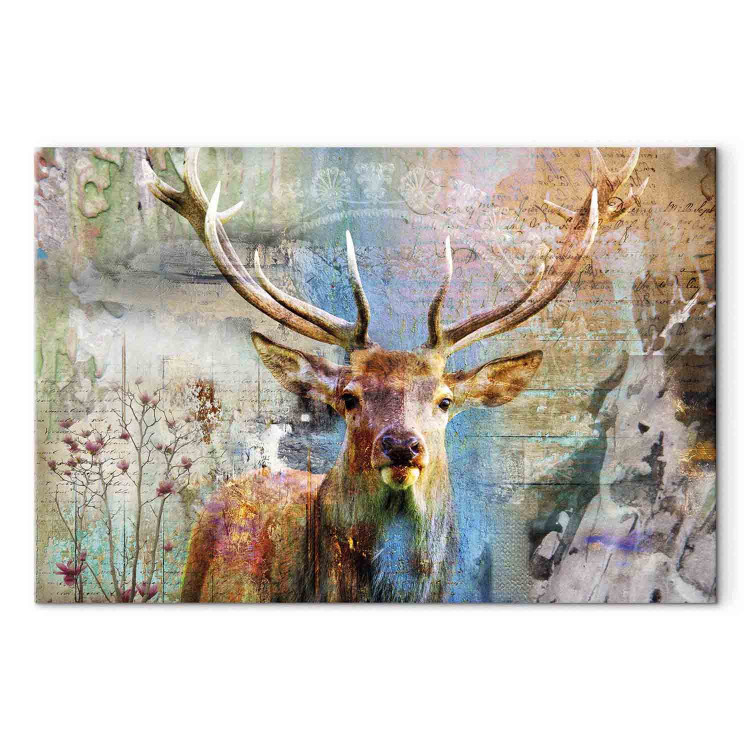 Canvas Art Print Deer on Wood 106111