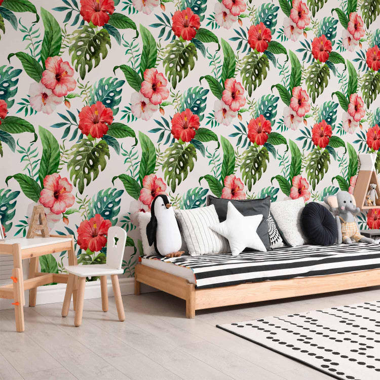 Modern Wallpaper Tropical Flowers (Red) 108511 additionalImage 9