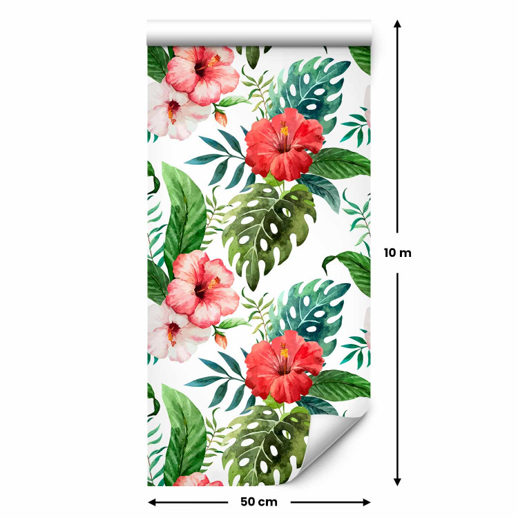 Modern Wallpaper Tropical Flowers (Red) 108511 additionalImage 2