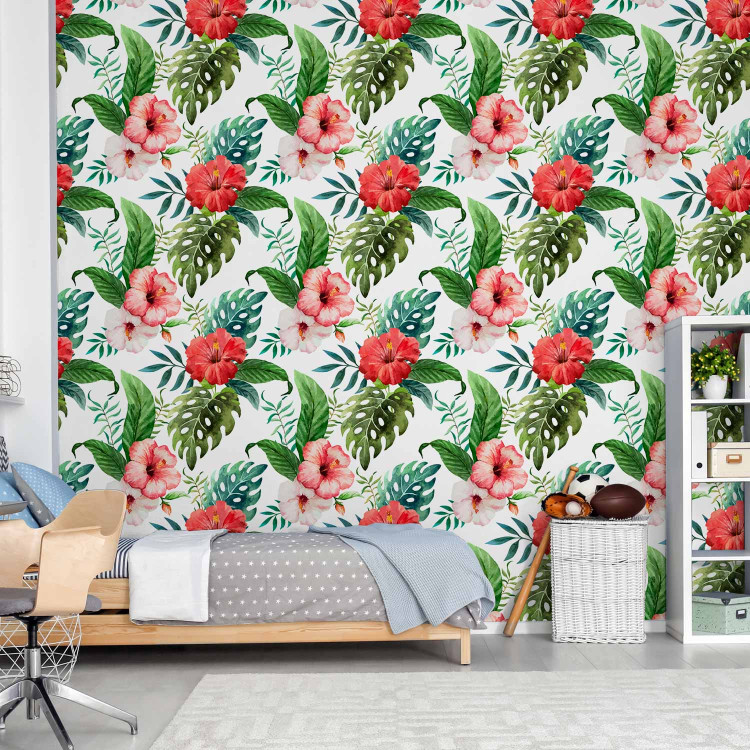 Modern Wallpaper Tropical Flowers (Red) 108511 additionalImage 8