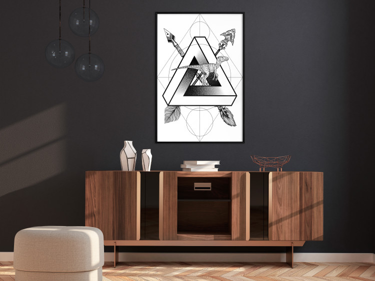 Poster Dinosaur Terrain - black and white geometric abstraction with a dinosaur 114311 additionalImage 8