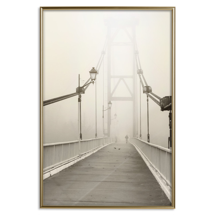 Wall Poster Bridge in the fog - urban architecture in sepia tones with a walking man 115011 additionalImage 20