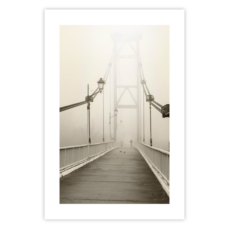 Wall Poster Bridge in the fog - urban architecture in sepia tones with a walking man 115011 additionalImage 19