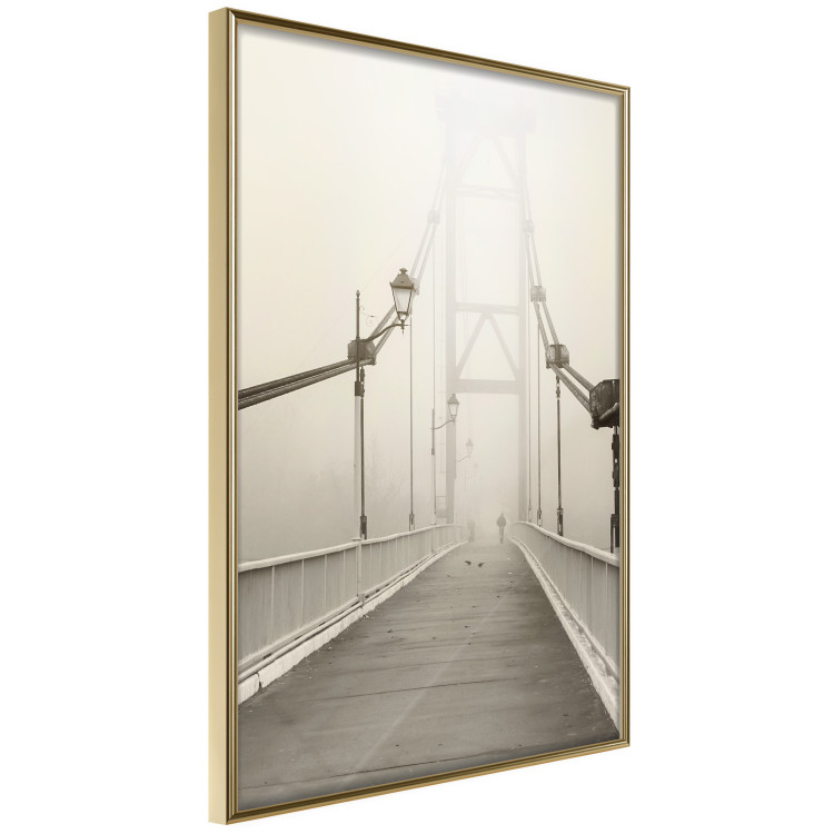 Wall Poster Bridge in the fog - urban architecture in sepia tones with a walking man 115011 additionalImage 12