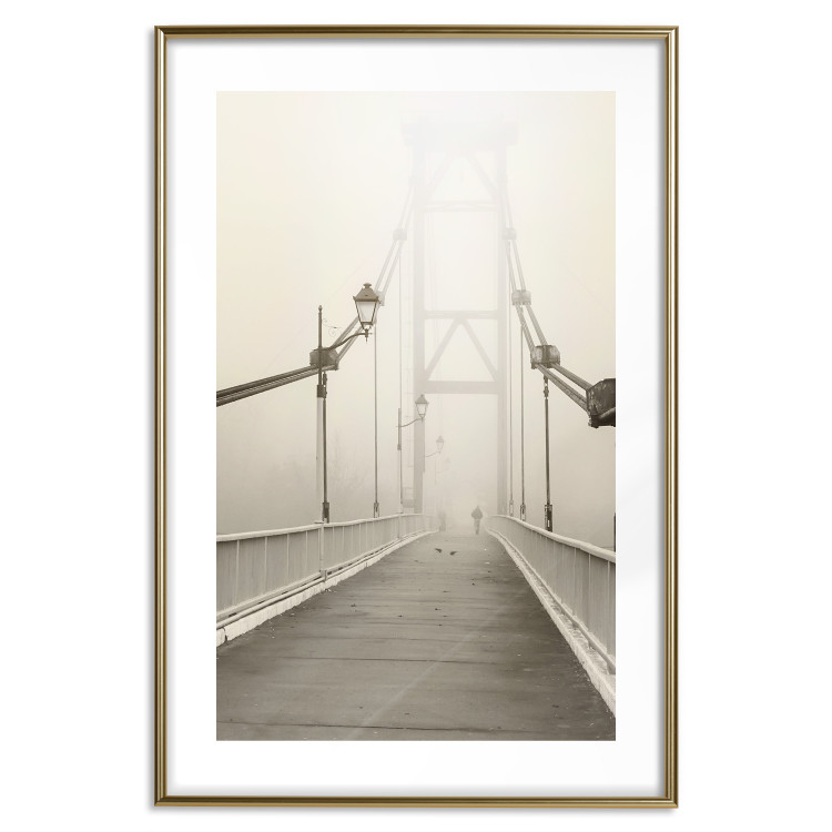 Wall Poster Bridge in the fog - urban architecture in sepia tones with a walking man 115011 additionalImage 16