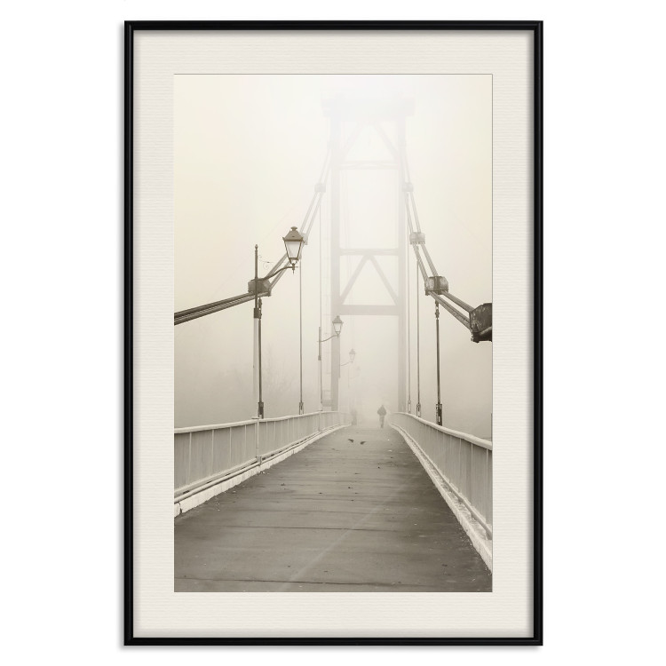 Wall Poster Bridge in the fog - urban architecture in sepia tones with a walking man 115011 additionalImage 18