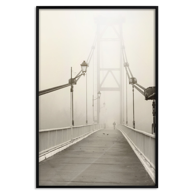 Wall Poster Bridge in the fog - urban architecture in sepia tones with a walking man 115011 additionalImage 24