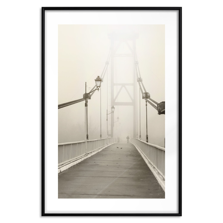 Wall Poster Bridge in the fog - urban architecture in sepia tones with a walking man 115011 additionalImage 17