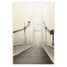 Wall Poster Bridge in the fog - urban architecture in sepia tones with a walking man 115011
