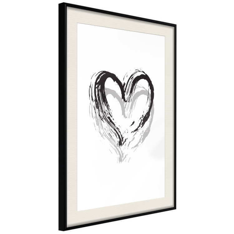 Wall Poster Painted heart - simple black and white composition with a love symbol 115111 additionalImage 3