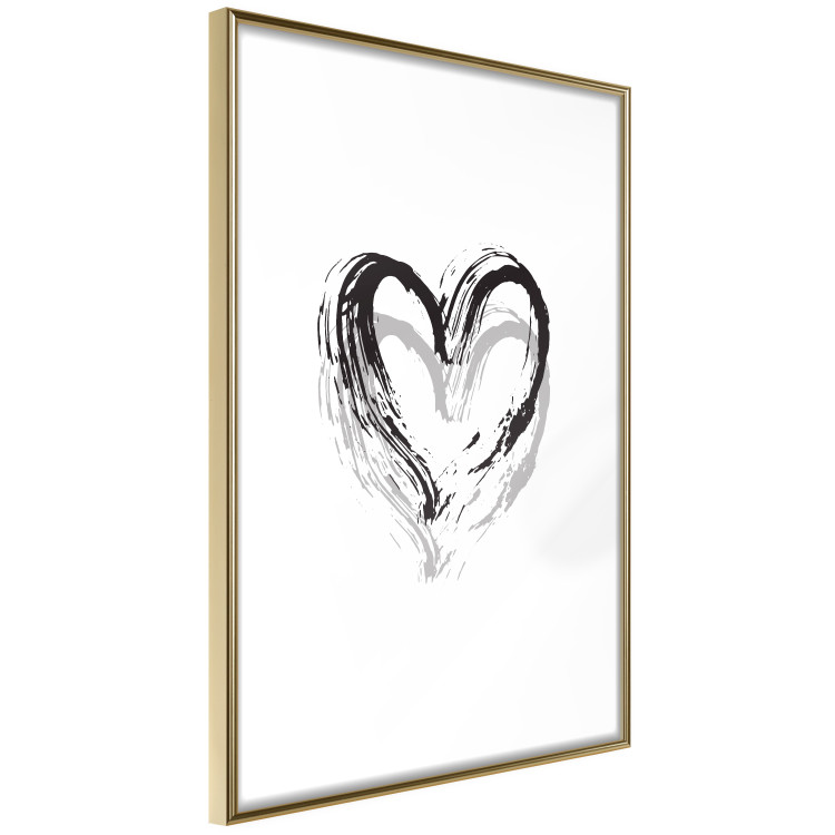 Wall Poster Painted heart - simple black and white composition with a love symbol 115111 additionalImage 6