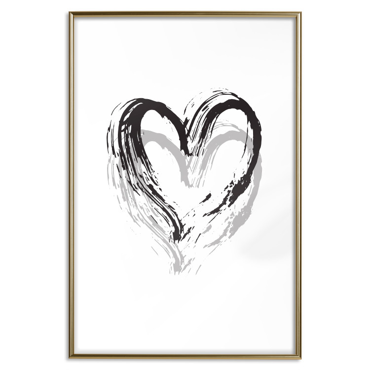 Wall Poster Painted heart - simple black and white composition with a love symbol 115111 additionalImage 20