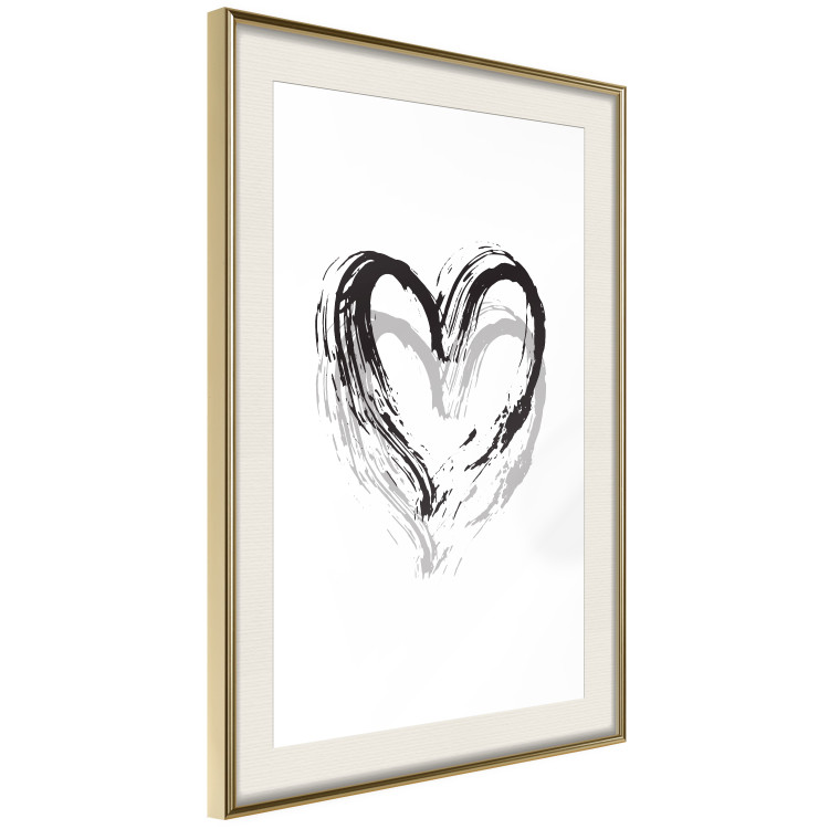 Wall Poster Painted heart - simple black and white composition with a love symbol 115111 additionalImage 2