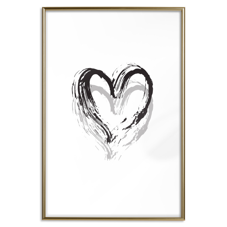 Wall Poster Painted heart - simple black and white composition with a love symbol 115111 additionalImage 16