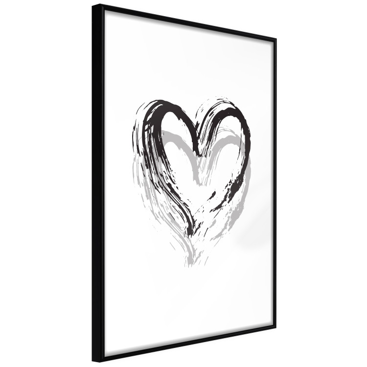 Wall Poster Painted heart - simple black and white composition with a love symbol 115111 additionalImage 12