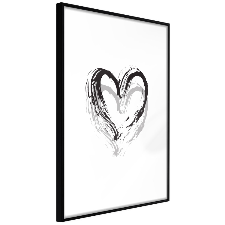 Wall Poster Painted heart - simple black and white composition with a love symbol 115111 additionalImage 11