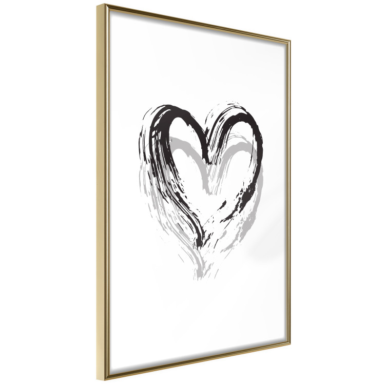 Wall Poster Painted heart - simple black and white composition with a love symbol 115111 additionalImage 14