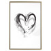 Wall Poster Painted heart - simple black and white composition with a love symbol 115111 additionalThumb 27