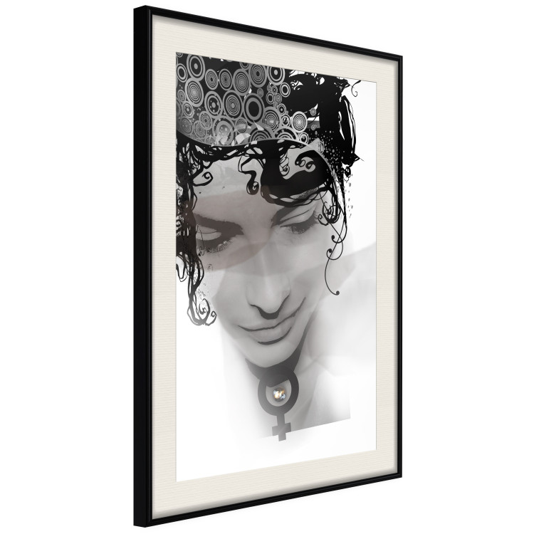 Wall Poster Feminine Beauty - black and white abstraction with a woman's face and patterns 116411 additionalImage 3