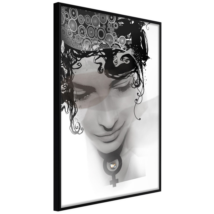 Wall Poster Feminine Beauty - black and white abstraction with a woman's face and patterns 116411 additionalImage 12