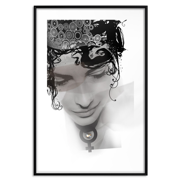 Wall Poster Feminine Beauty - black and white abstraction with a woman's face and patterns 116411 additionalImage 15