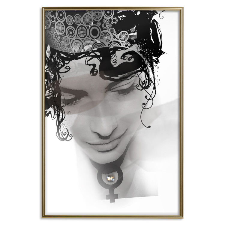 Wall Poster Feminine Beauty - black and white abstraction with a woman's face and patterns 116411 additionalImage 16