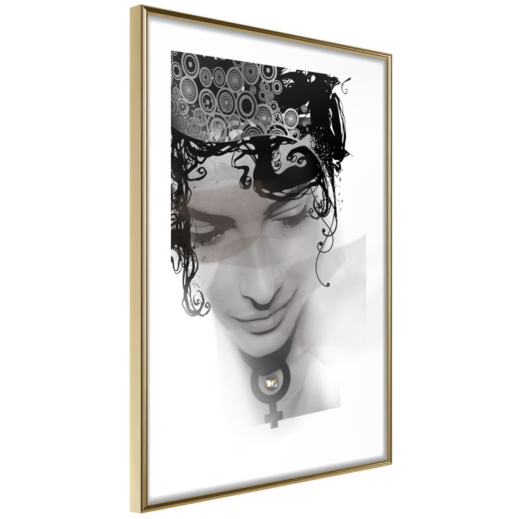 Wall Poster Feminine Beauty - black and white abstraction with a woman's face and patterns 116411 additionalImage 8