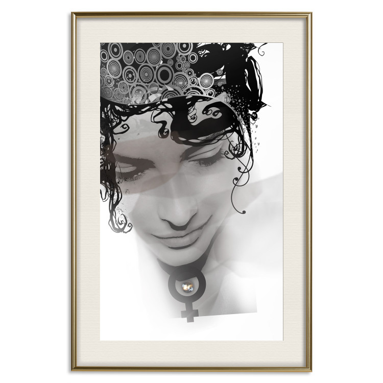 Wall Poster Feminine Beauty - black and white abstraction with a woman's face and patterns 116411 additionalImage 19