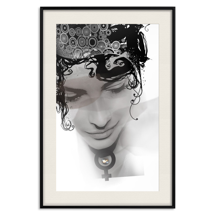 Wall Poster Feminine Beauty - black and white abstraction with a woman's face and patterns 116411 additionalImage 18