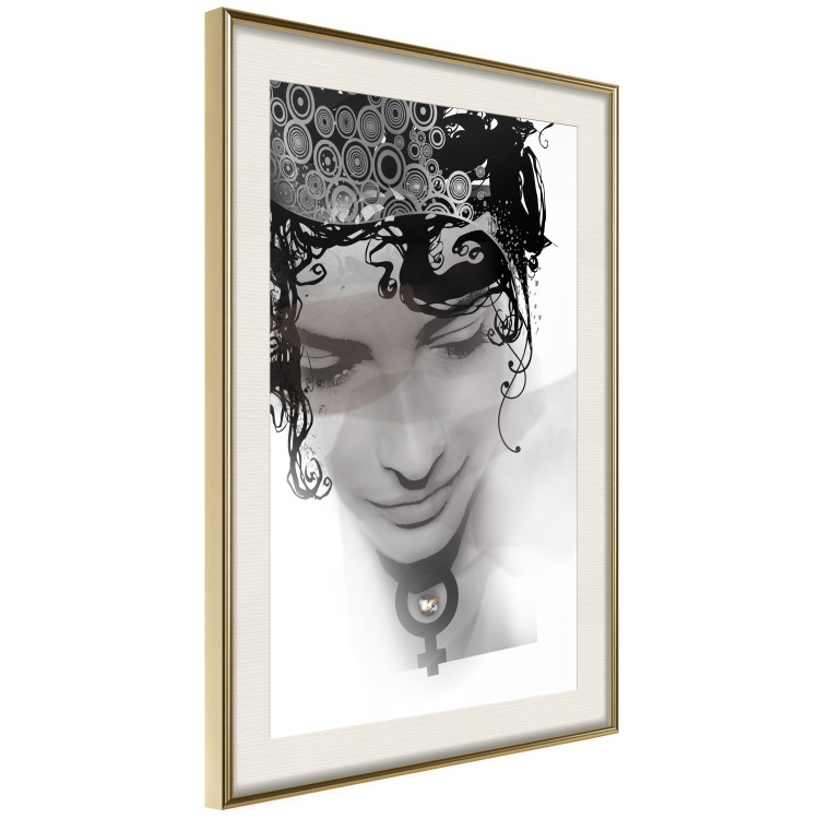 Wall Poster Feminine Beauty - black and white abstraction with a woman's face and patterns 116411 additionalImage 2