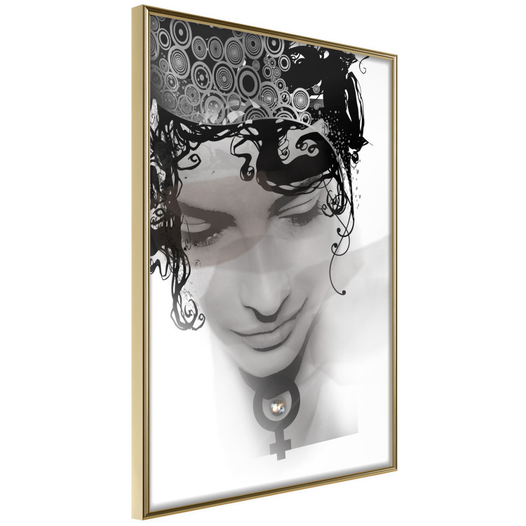 Wall Poster Feminine Beauty - black and white abstraction with a woman's face and patterns 116411 additionalImage 12
