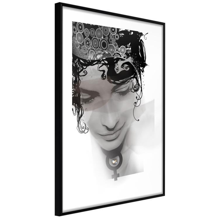 Wall Poster Feminine Beauty - black and white abstraction with a woman's face and patterns 116411 additionalImage 11