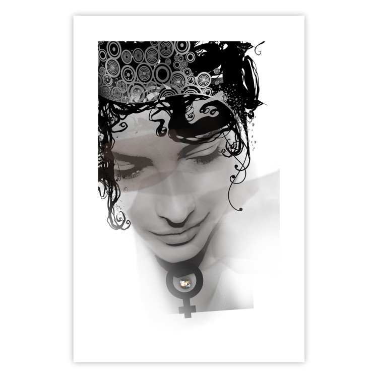 Wall Poster Feminine Beauty - black and white abstraction with a woman's face and patterns 116411 additionalImage 25