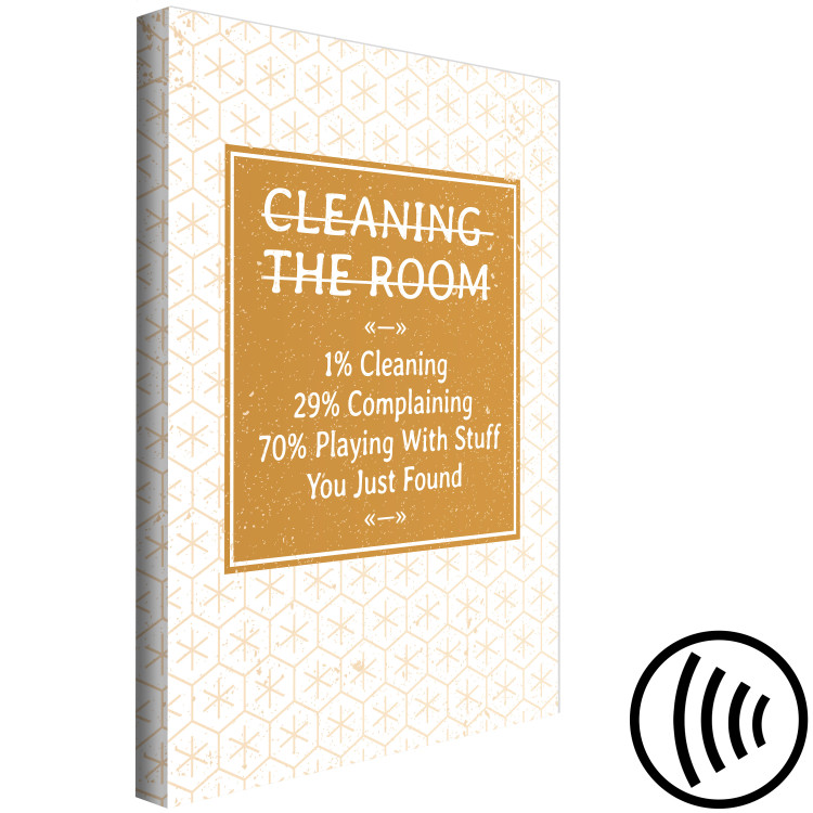 Canvas Art Print Room cleaning - a funny lettering in English with a brown pattern, will work in every interior 117411 additionalImage 6