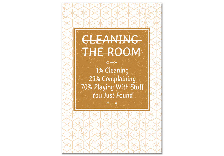 Canvas Art Print Room cleaning - a funny lettering in English with a brown pattern, will work in every interior 117411