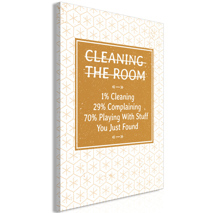 Canvas Art Print Room cleaning - a funny lettering in English with a brown pattern, will work in every interior 117411 additionalImage 2