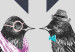 Canvas Art Print Starlings in love - elegant black birds on a geometric background 117611 additionalThumb 5