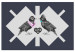 Canvas Art Print Starlings in love - elegant black birds on a geometric background 117611