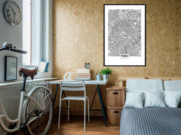 Wall Poster Map of Paris - black and white map of the French city and simple inscriptions 117911 additionalImage 4