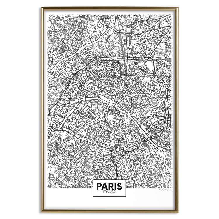 Wall Poster Map of Paris - black and white map of the French city and simple inscriptions 117911 additionalImage 16