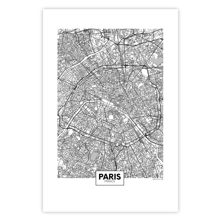 Wall Poster Map of Paris - black and white map of the French city and simple inscriptions 117911 additionalImage 19