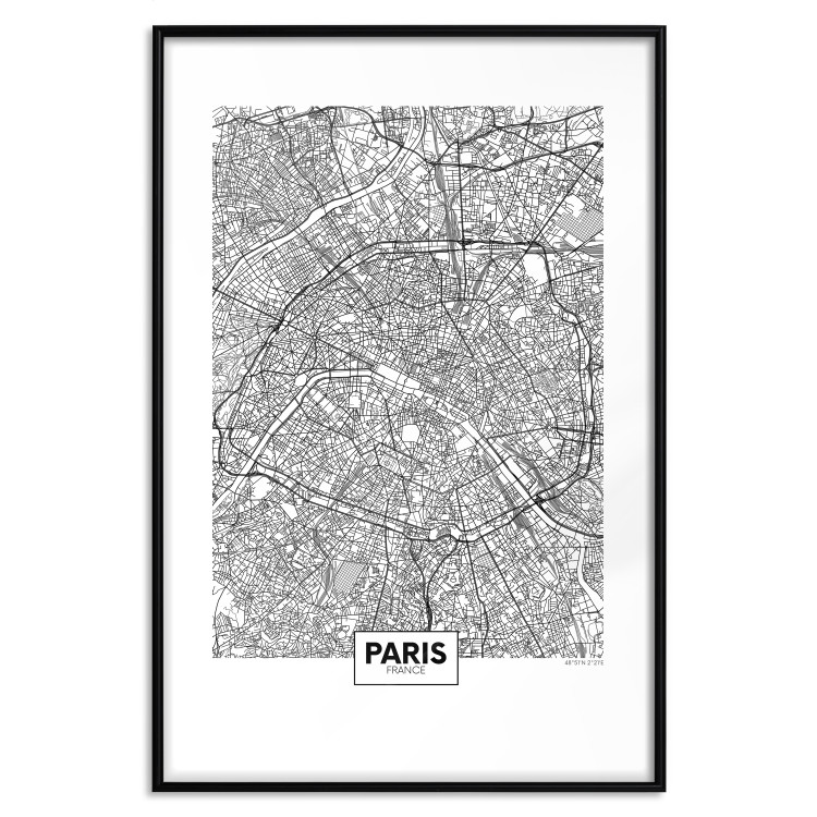 Wall Poster Map of Paris - black and white map of the French city and simple inscriptions 117911 additionalImage 15