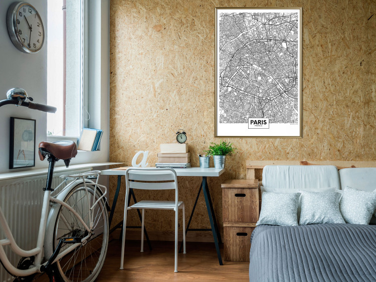 Wall Poster Map of Paris - black and white map of the French city and simple inscriptions 117911 additionalImage 5