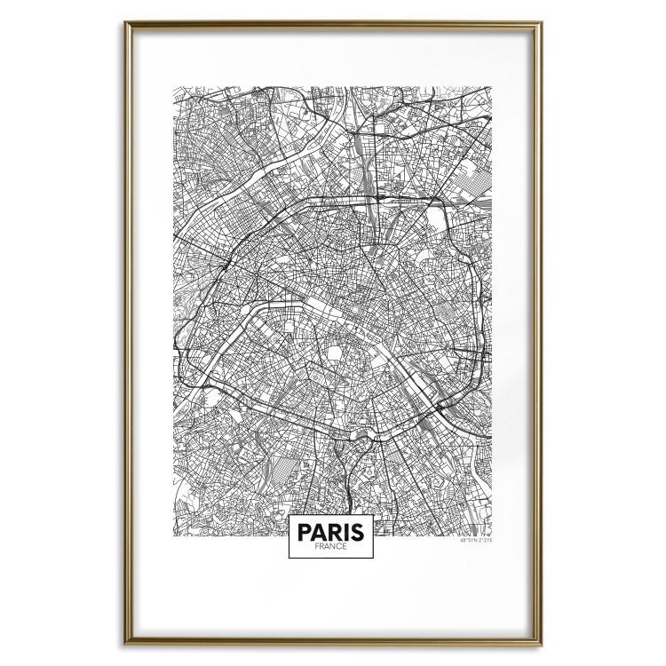 Wall Poster Map of Paris - black and white map of the French city and simple inscriptions 117911 additionalImage 14