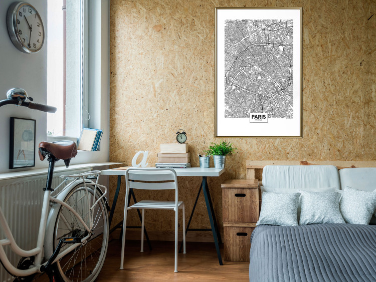 Wall Poster Map of Paris - black and white map of the French city and simple inscriptions 117911 additionalImage 13