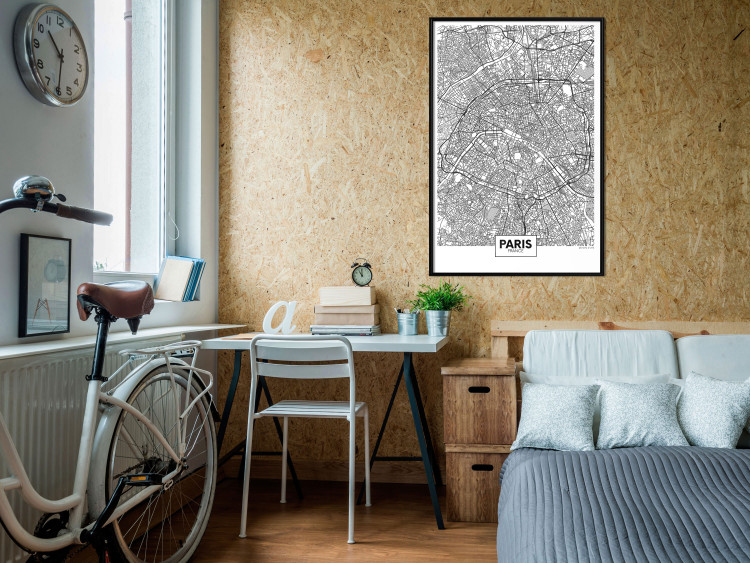 Wall Poster Map of Paris - black and white map of the French city and simple inscriptions 117911 additionalImage 3