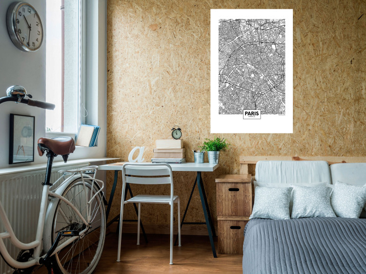 Wall Poster Map of Paris - black and white map of the French city and simple inscriptions 117911 additionalImage 2