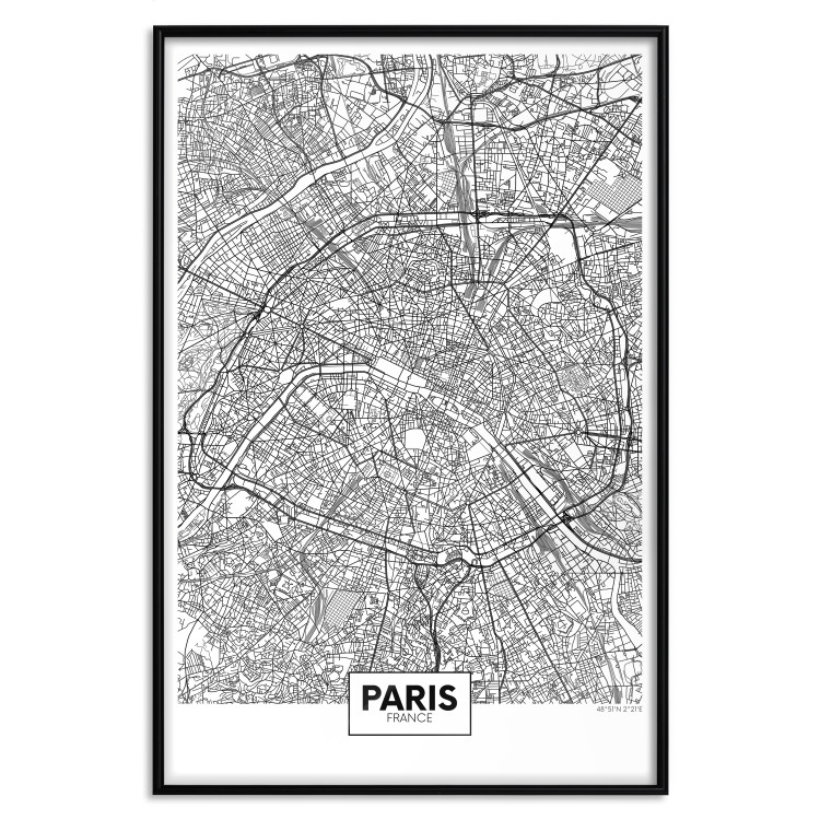 Wall Poster Map of Paris - black and white map of the French city and simple inscriptions 117911 additionalImage 18