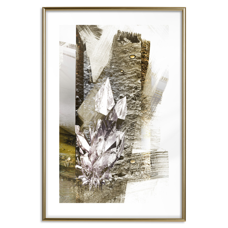Poster Diamond - silver crystal and geometric golden abstract in the background 118311 additionalImage 14